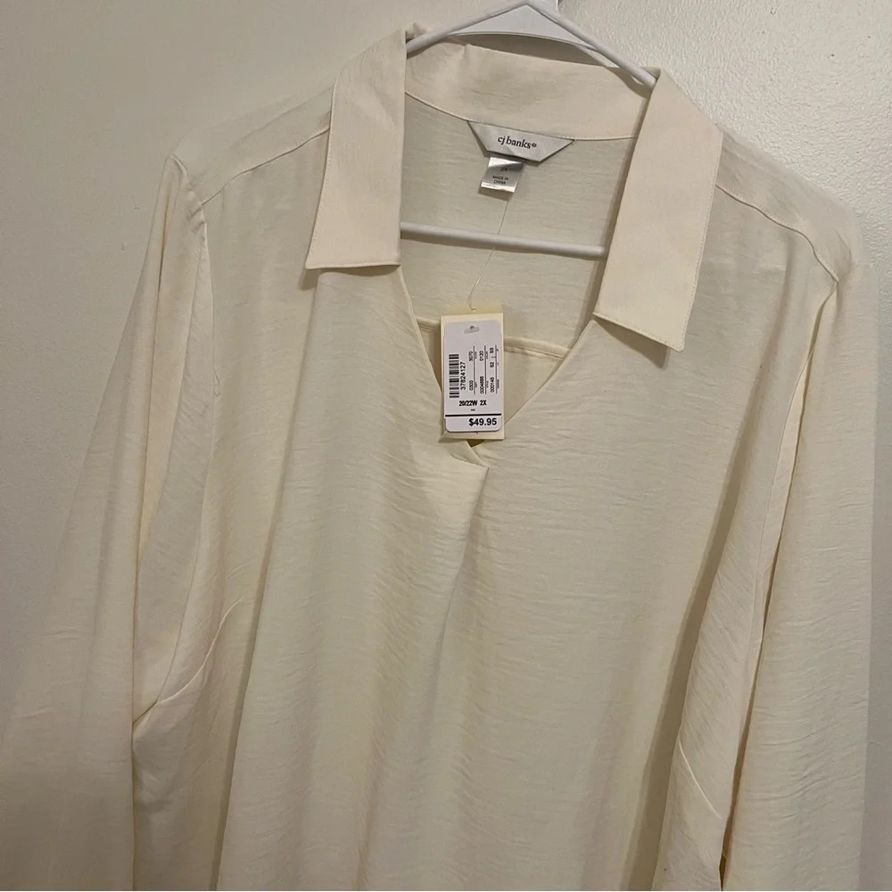 {CJ Banks} NWT Cream Blouse Size 2XL - Picture 5 of 7
